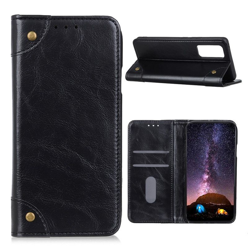 Folio-hoesje Samsung Galaxy A52 4G / A52 5G Donkerblauw Zwart Telefoonhoesje Nappaleer Stijl