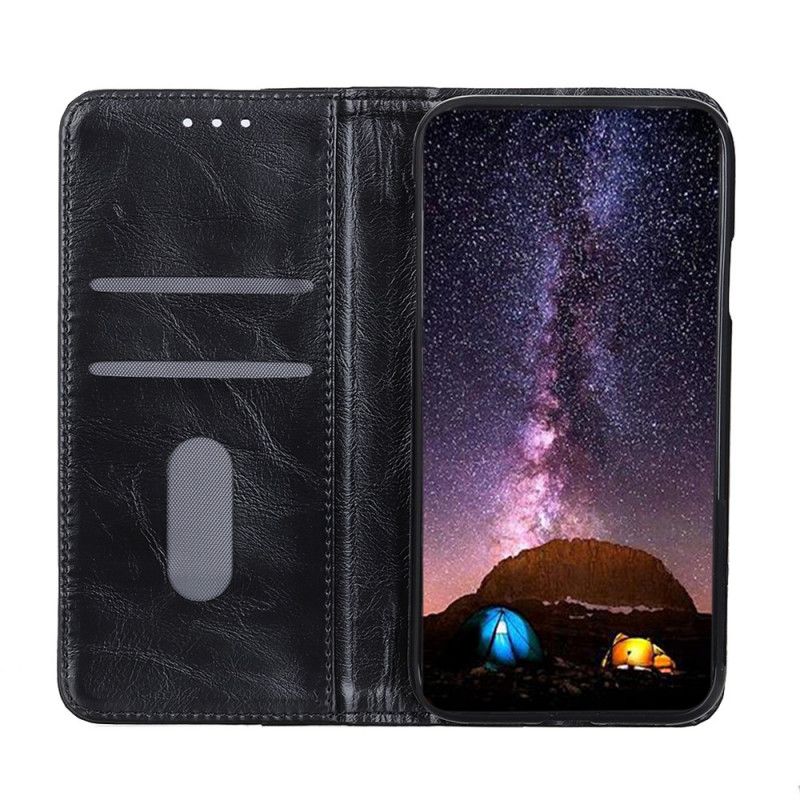 Folio-hoesje Samsung Galaxy A52 4G / A52 5G Donkerblauw Zwart Telefoonhoesje Nappaleer Stijl