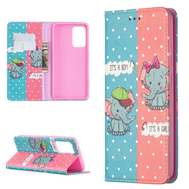 Folio-hoesje Samsung Galaxy A52 4G / A52 5G Telefoonhoesje Babyolifanten