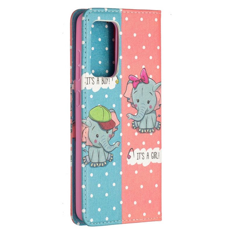 Folio-hoesje Samsung Galaxy A52 4G / A52 5G Telefoonhoesje Babyolifanten