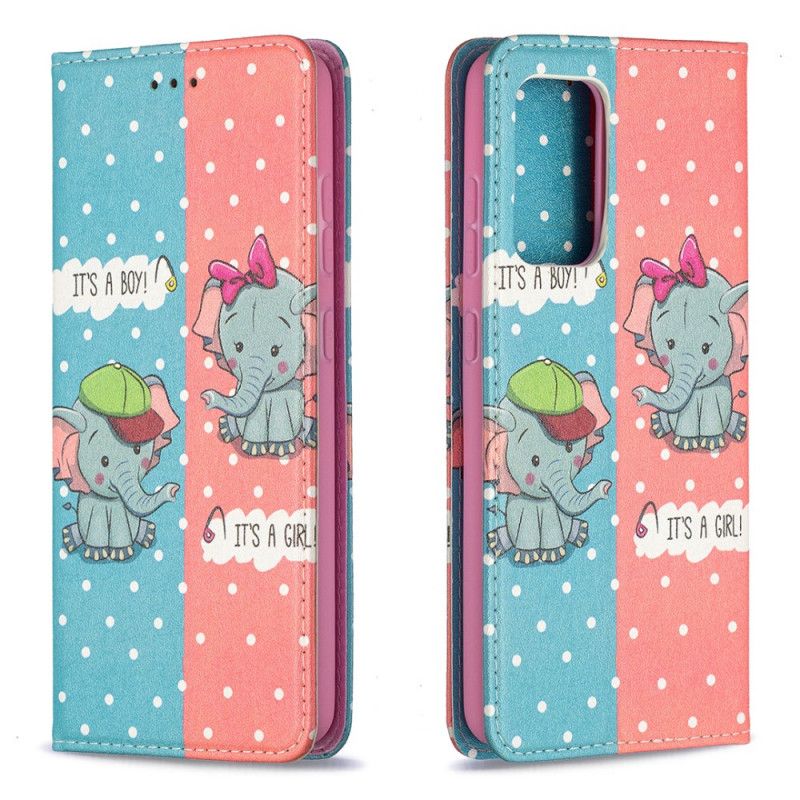 Folio-hoesje Samsung Galaxy A52 4G / A52 5G Telefoonhoesje Babyolifanten