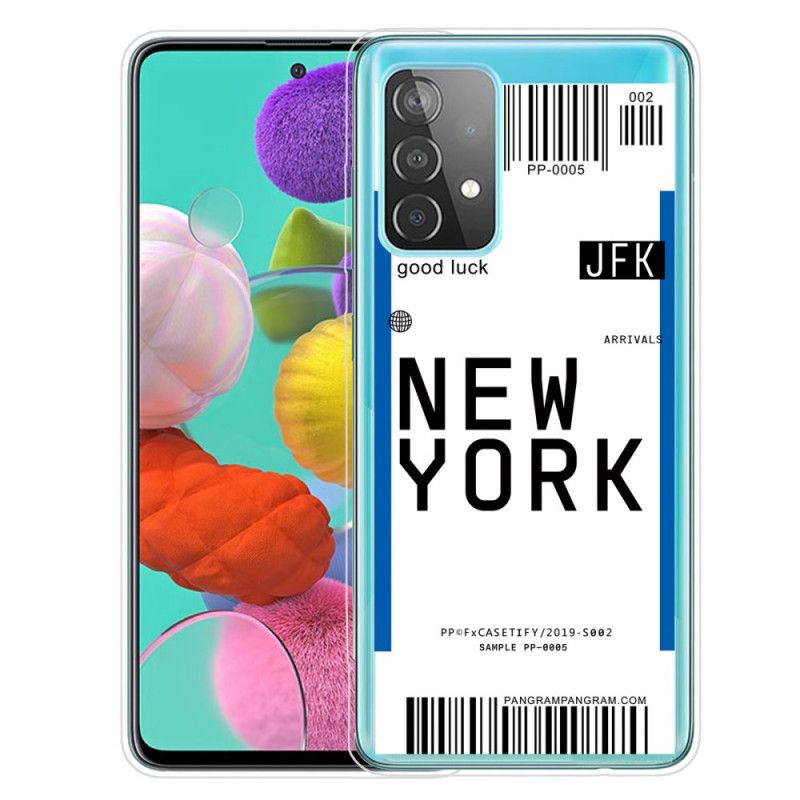 Hoesje Samsung Galaxy A52 4G / A52 5G Donkerblauw Zwart Instapkaart Naar New York