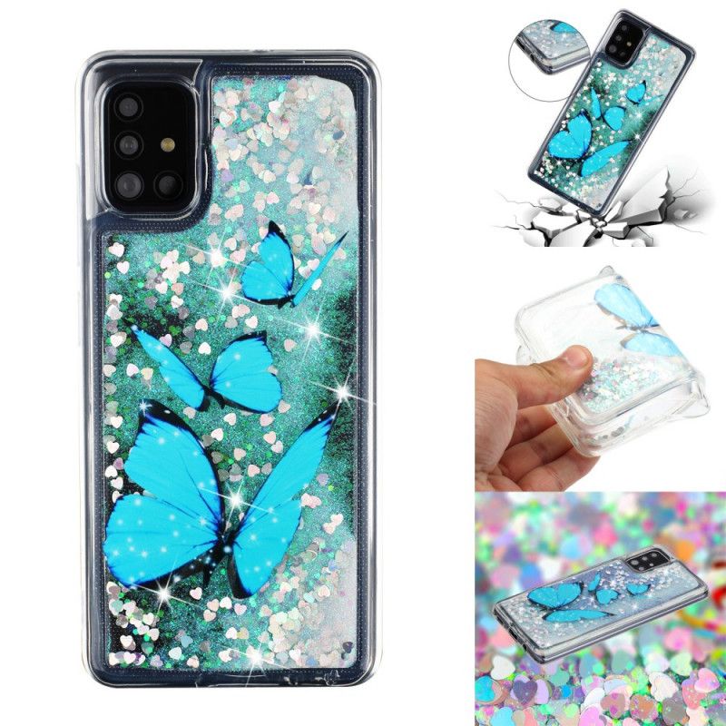 Hoesje Samsung Galaxy A52 4G / A52 5G Glitter Vliegende Vlinders