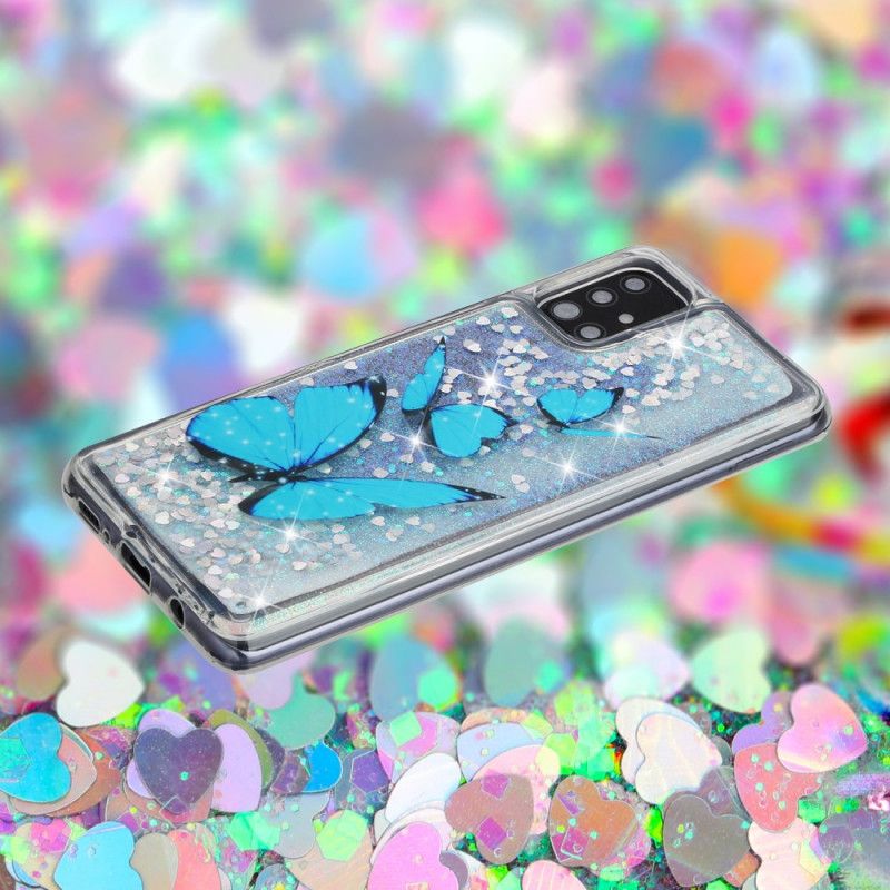 Hoesje Samsung Galaxy A52 4G / A52 5G Glitter Vliegende Vlinders