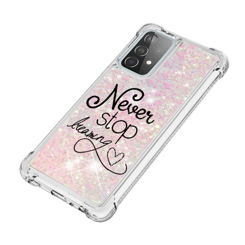 Hoesje Samsung Galaxy A52 4G / A52 5G Stop Nooit Met Dromen Van Glitter