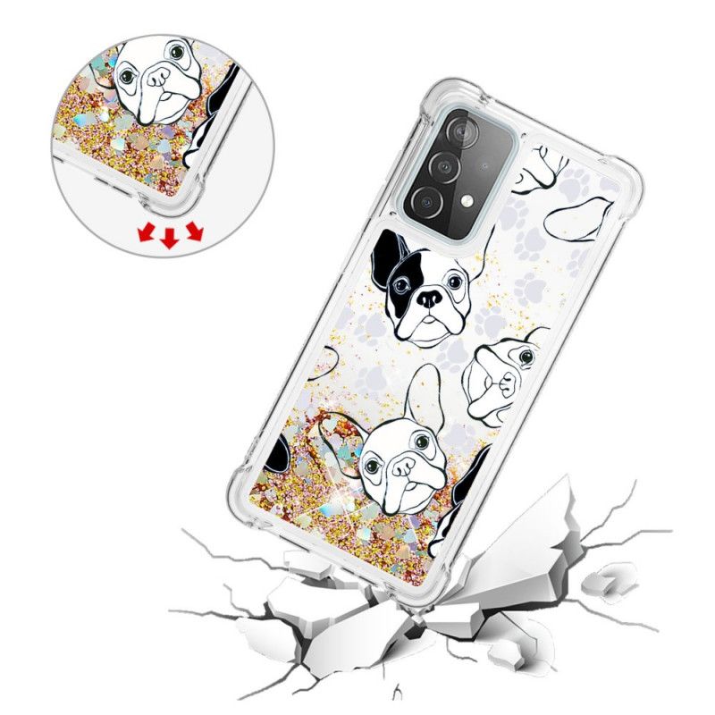 Hoesje Samsung Galaxy A52 4G / A52 5G Telefoonhoesje Mr Hond Glitter