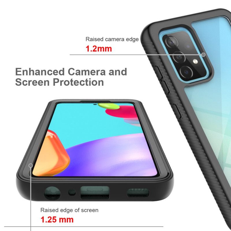 Hoesje Samsung Galaxy A52 4G / A52 5G Wit Zwart Hybride Siliconen Velgontwerp