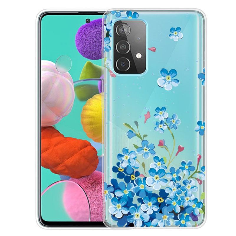 Hoesje voor Samsung Galaxy A52 4G / A52 5G Blauwe Bloemen