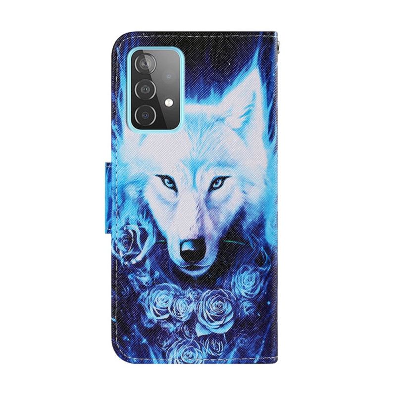 Leren Hoesje Samsung Galaxy A52 4G / A52 5G Telefoonhoesje Witte Wolf