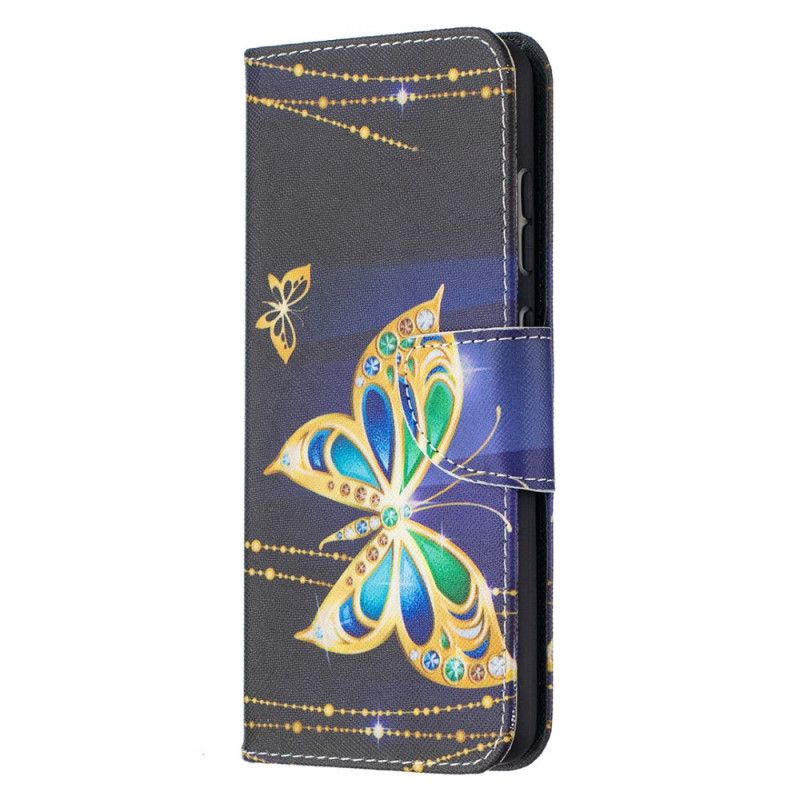 Leren Hoesje voor Samsung Galaxy A52 4G / A52 5G Gouden Vlinders