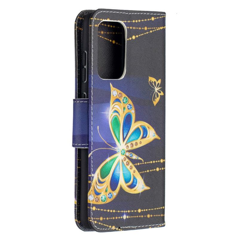 Leren Hoesje voor Samsung Galaxy A52 4G / A52 5G Gouden Vlinders