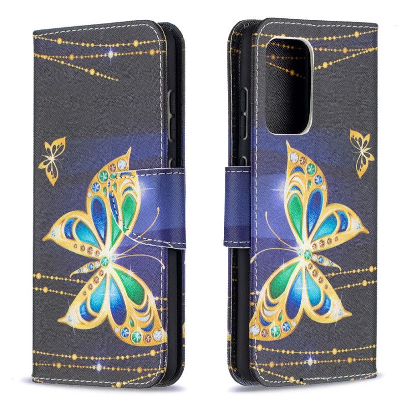 Leren Hoesje voor Samsung Galaxy A52 4G / A52 5G Gouden Vlinders