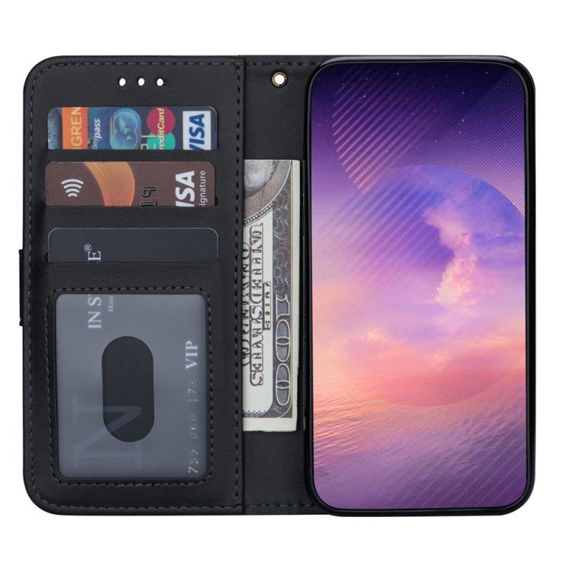 Leren Hoesje voor Samsung Galaxy A52 4G / A52 5G Grijs Zwart Portemonnee Met Leereffect