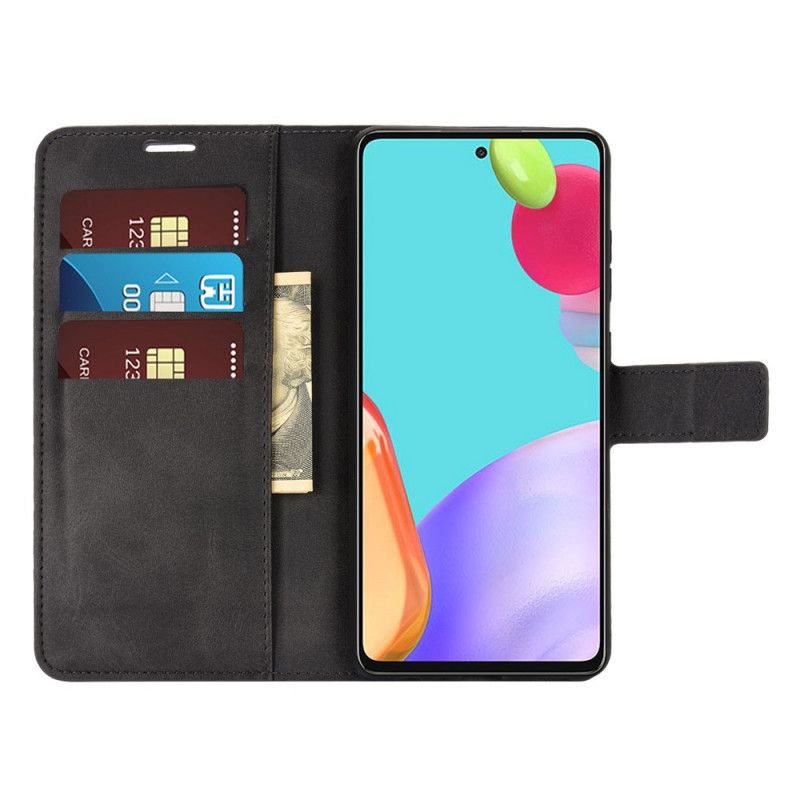 Leren Hoesje voor Samsung Galaxy A52 4G / A52 5G Grijs Zwart Smal Kunstleer