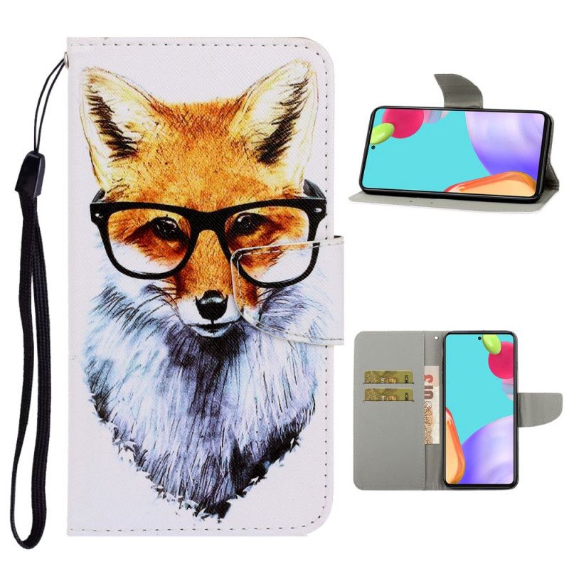 Leren Hoesje voor Samsung Galaxy A52 4G / A52 5G Nerd String Vos