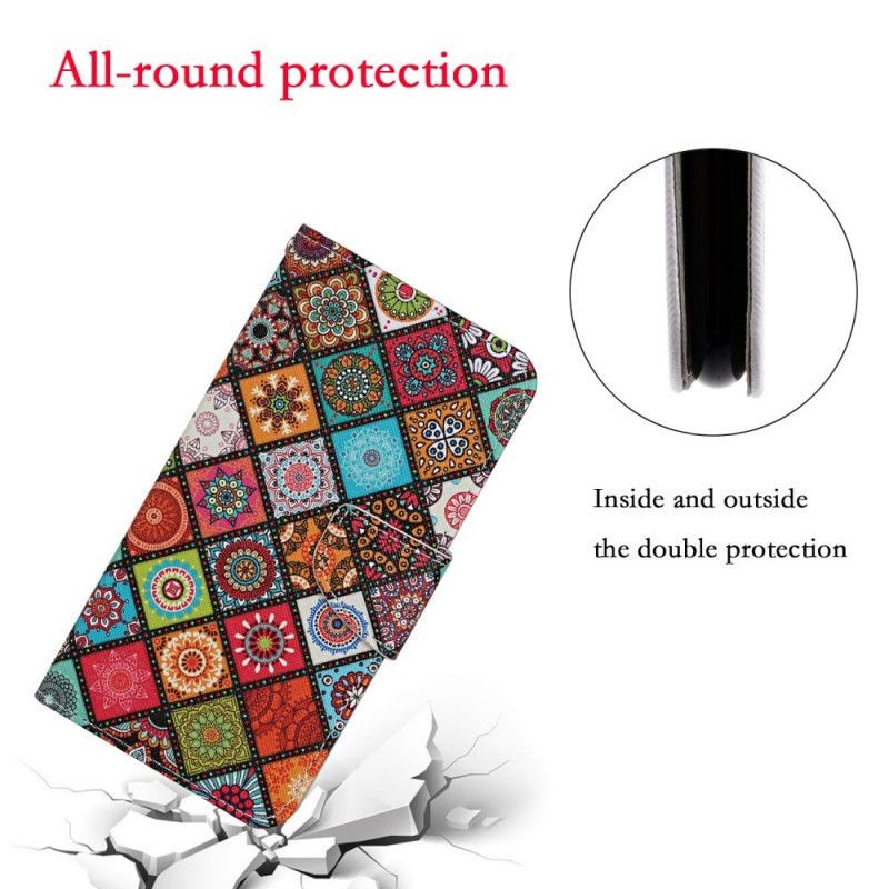 Leren Hoesje voor Samsung Galaxy A52 4G / A52 5G Patchwork Mandala'S Met String