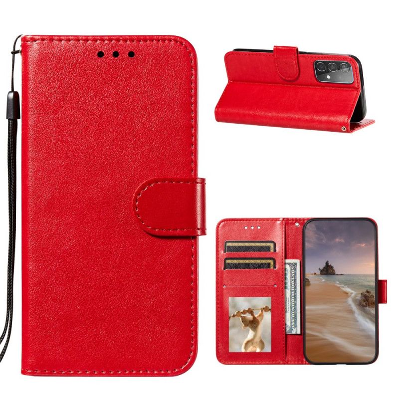 Leren Hoesje voor Samsung Galaxy A52 4G / A52 5G Rood Zwart Omkeerbare Sluiting In Leerstijl