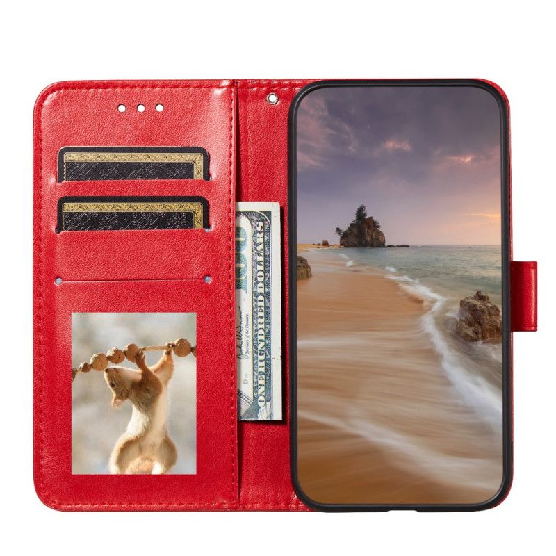 Leren Hoesje voor Samsung Galaxy A52 4G / A52 5G Rood Zwart Omkeerbare Sluiting In Leerstijl