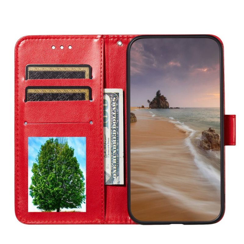 Leren Hoesje voor Samsung Galaxy A52 4G / A52 5G Rood Zwart Vlinder Bloemenpatroon