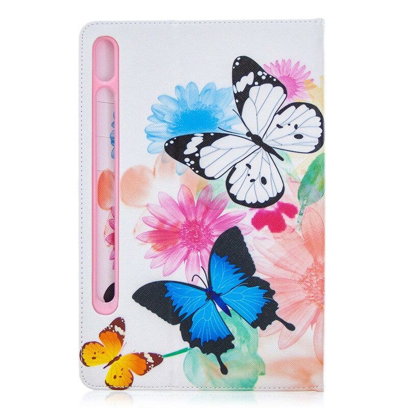 Cover voor Samsung Galaxy Tab S8 / Tab S7 Aquarel Vlinders