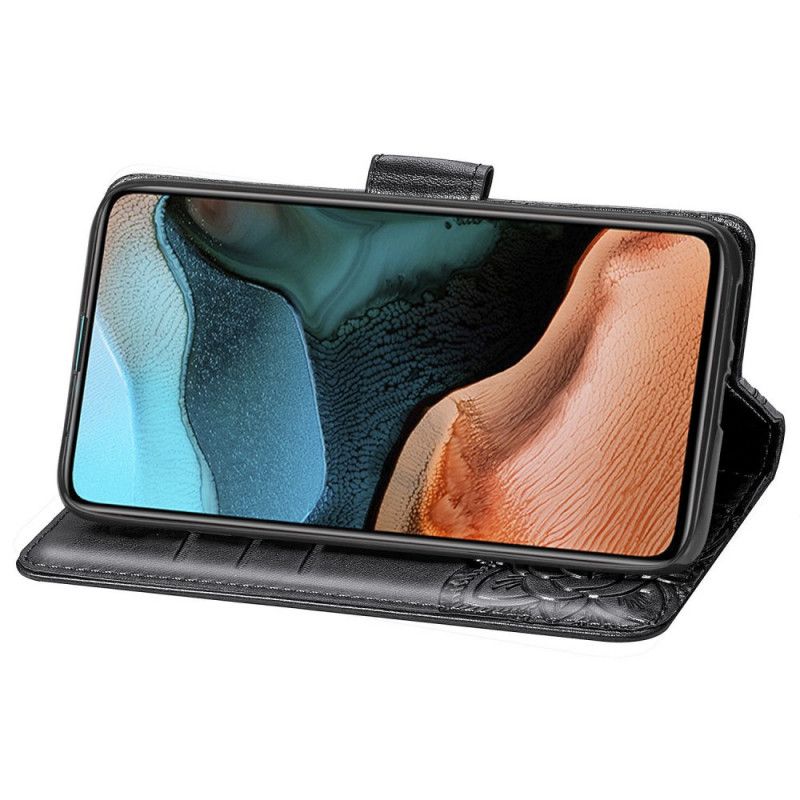 Flip Case Leren Xiaomi Poco F2 Pro Grijs Zwart Halve Vlinders