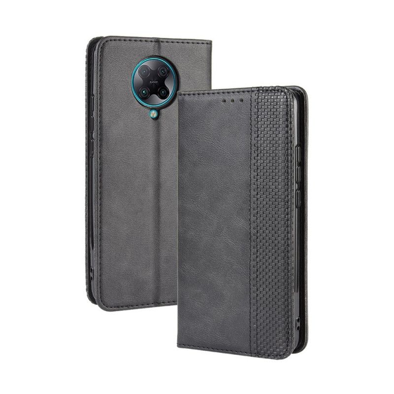 Folio-hoesje Xiaomi Poco F2 Pro Rood Zwart Telefoonhoesje Gestileerd Vintage Leereffect