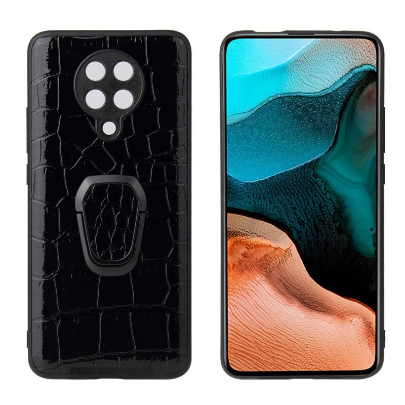 Hoesje voor Xiaomi Poco F2 Pro Krokodillenhuideffect Met Ringondersteuning