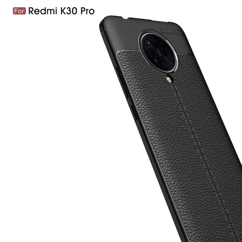 Hoesje voor Xiaomi Poco F2 Pro Rood Zwart Dubbellijns Lychee Leereffect