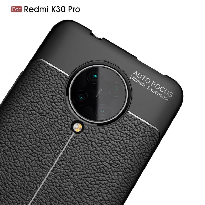 Hoesje voor Xiaomi Poco F2 Pro Rood Zwart Dubbellijns Lychee Leereffect