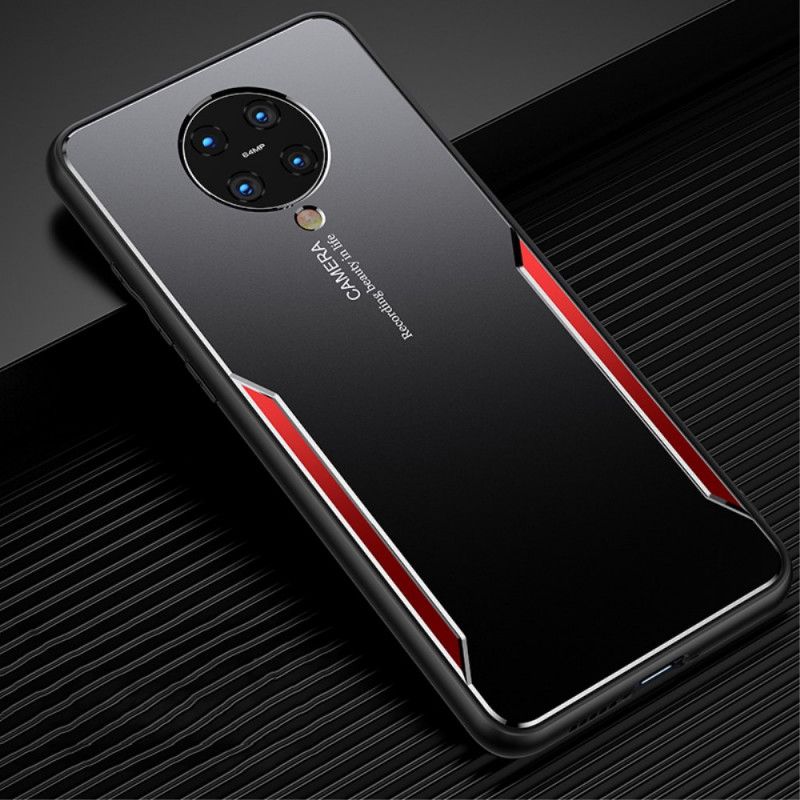 Hoesje Xiaomi Poco F2 Pro Lichtblauw Rood Aluminium Hybride Ontwerp