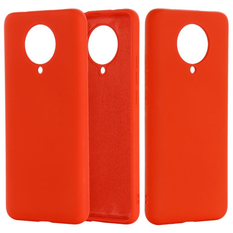 Hoesje Xiaomi Poco F2 Pro Rood Zwart Ontwerp Van Vloeibaar Siliconen