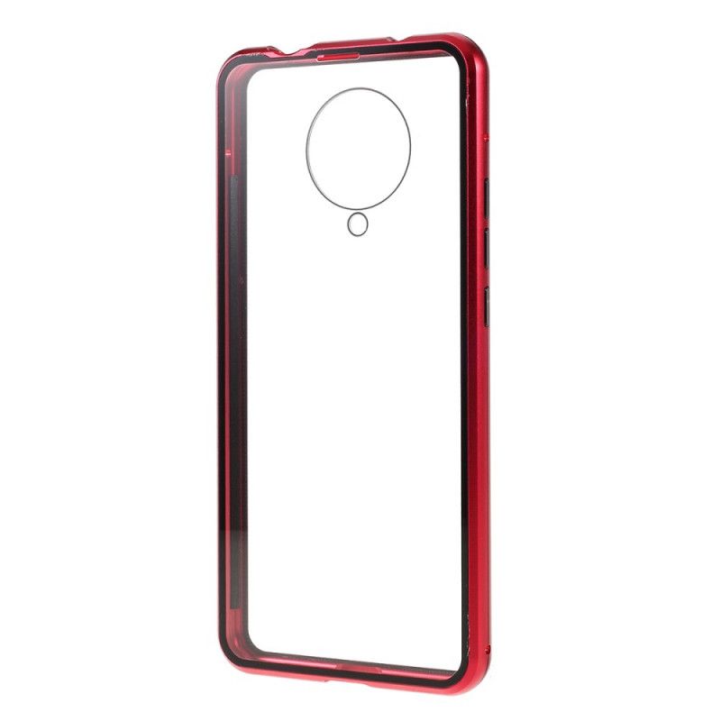 Hoesje Xiaomi Poco F2 Pro Rood Zwart Voor En Achter Gehard Glas En Metaal