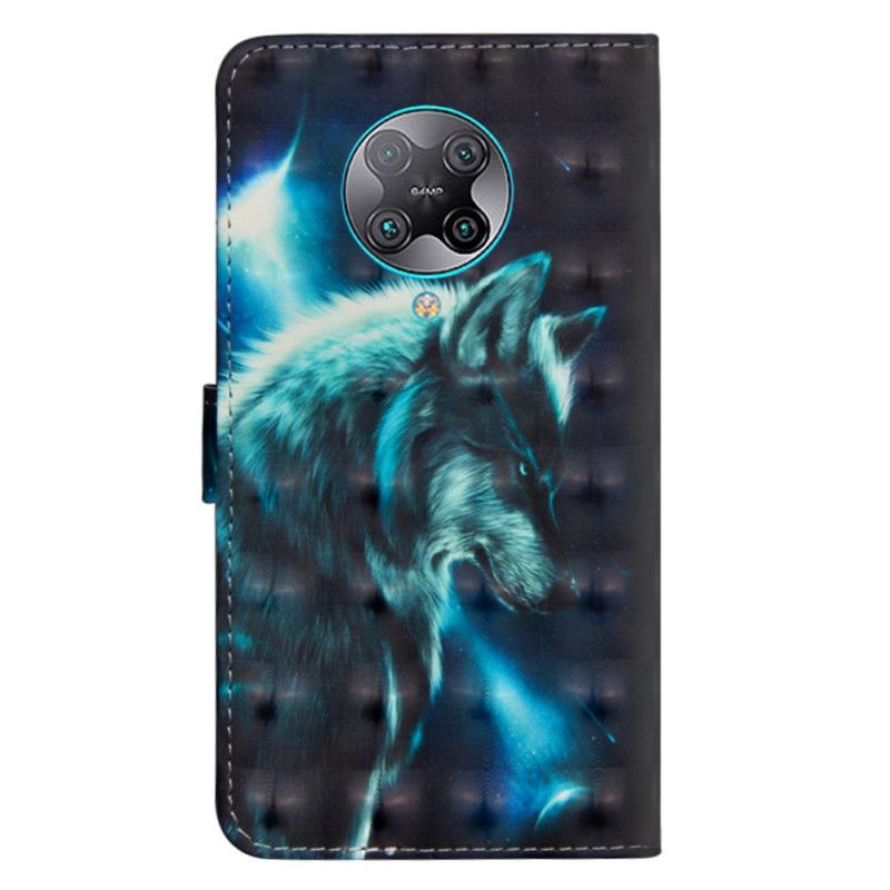 Leren Hoesje Xiaomi Poco F2 Pro Majestueuze Wolf