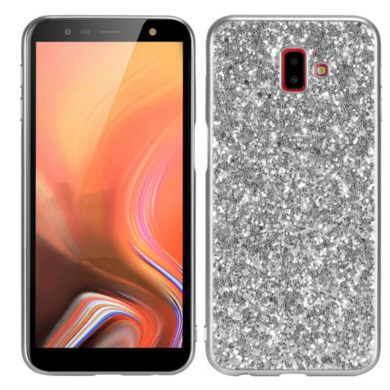 Case Hoesje Samsung Galaxy J6 Plus Lichtblauw Rood Telefoonhoesje Ik Ben Glitter