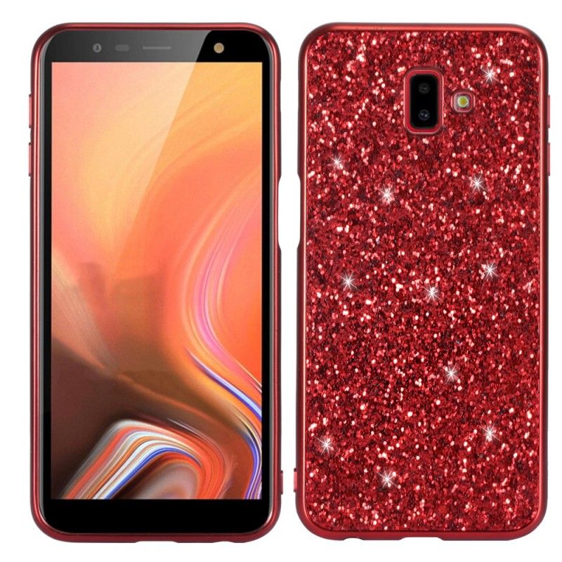 Case Hoesje Samsung Galaxy J6 Plus Lichtblauw Rood Telefoonhoesje Ik Ben Glitter