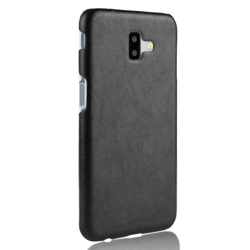 Case Hoesje Samsung Galaxy J6 Plus Zwart Telefoonhoesje Lychee Leereffect