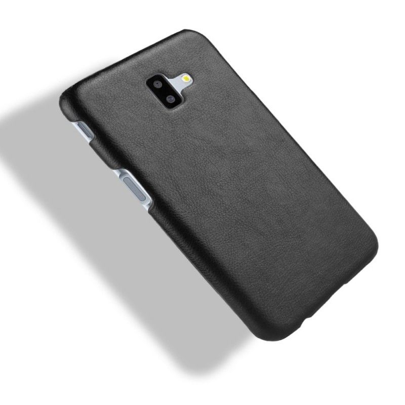 Case Hoesje Samsung Galaxy J6 Plus Zwart Telefoonhoesje Lychee Leereffect