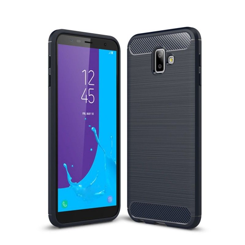 Hoesje Samsung Galaxy J6 Plus Donkerblauw Zwart Geborsteld Koolstofvezel