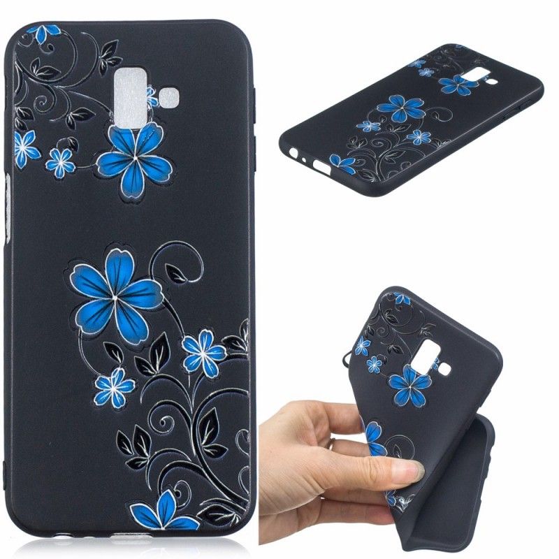 Hoesje voor Samsung Galaxy J6 Plus Blauwe Bloemen