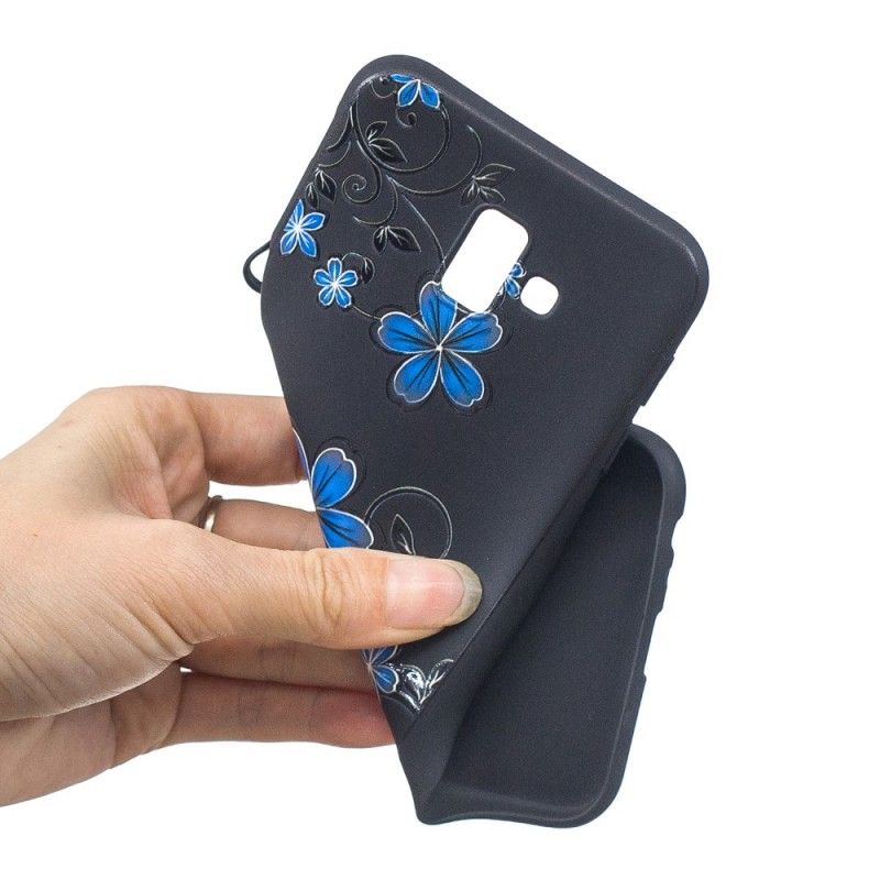 Hoesje voor Samsung Galaxy J6 Plus Blauwe Bloemen