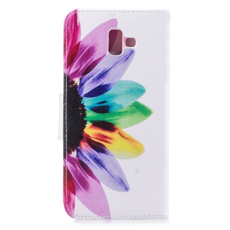 Leren Hoesje voor Samsung Galaxy J6 Plus Aquarelbloem