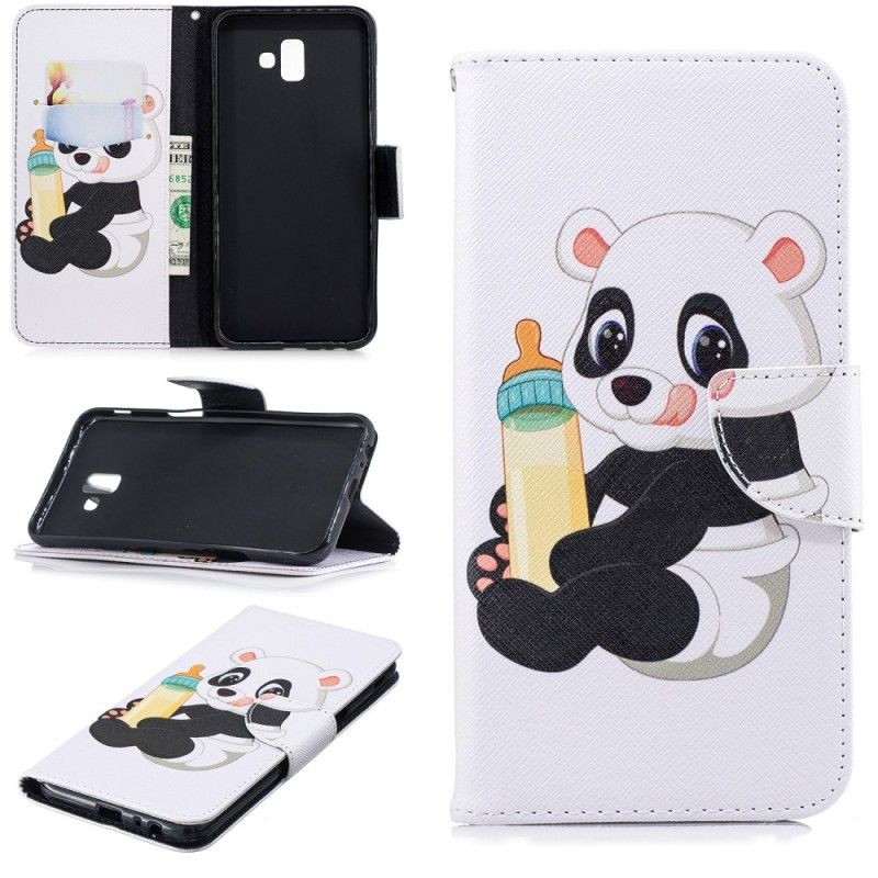 Leren Hoesje voor Samsung Galaxy J6 Plus Babypanda