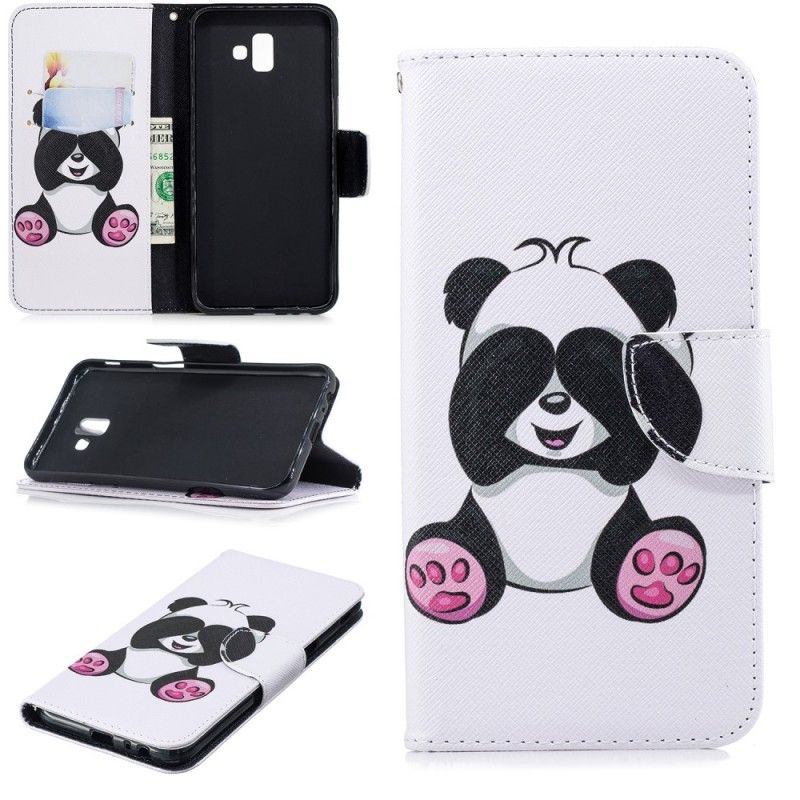 Leren Hoesje voor Samsung Galaxy J6 Plus Leuke Panda