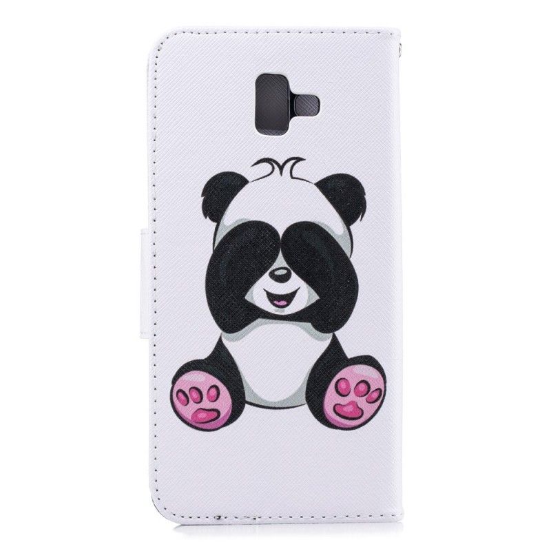 Leren Hoesje voor Samsung Galaxy J6 Plus Leuke Panda