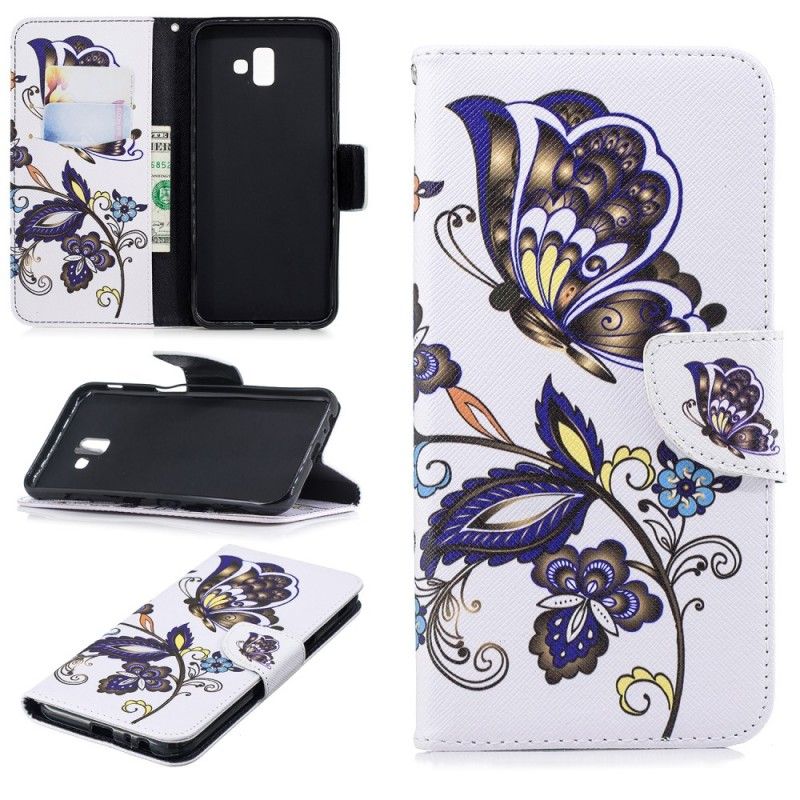 Leren Hoesje voor Samsung Galaxy J6 Plus Vlindertattoo