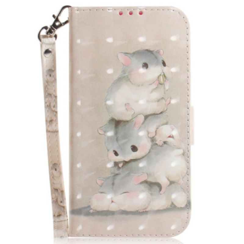 Flip Case Leren Xiaomi Redmi Note 13 5g Hamsters Met Riem