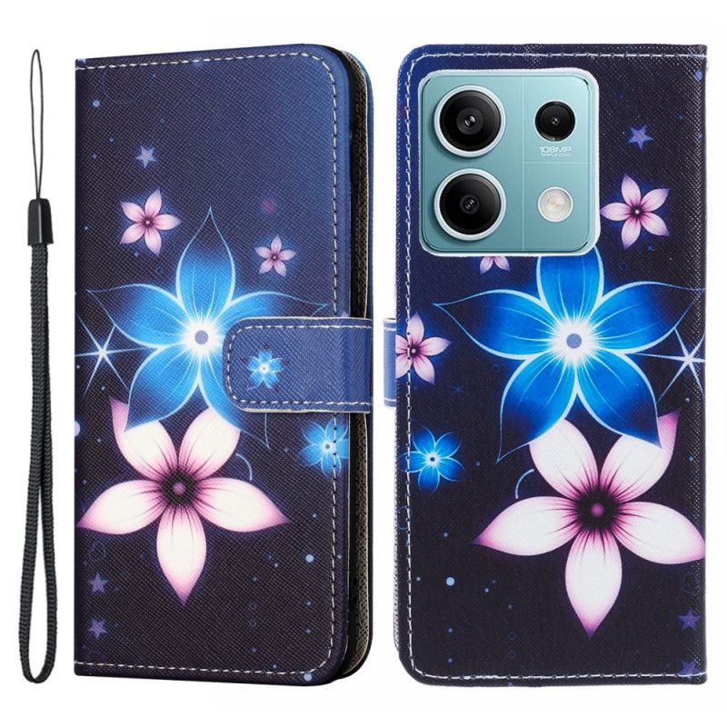 Folio-hoesje Xiaomi Redmi Note 13 5g Telefoonhoesje Maanbloemen Met Riem