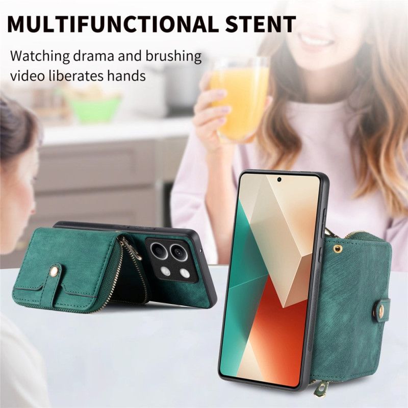 Hoesje Xiaomi Redmi Note 13 5g Retro Met Zak Met Ritssluiting En Riem Bescherming Hoesje