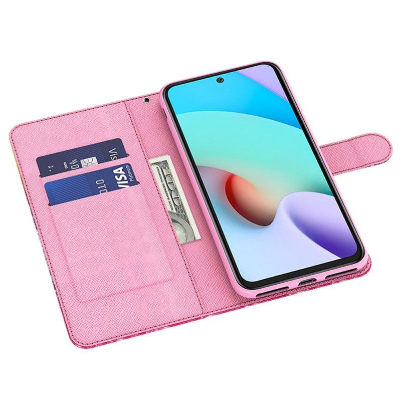 Leren Hoesje Voor Xiaomi Redmi Note 13 5g Blauwe Vlinders Met Riem