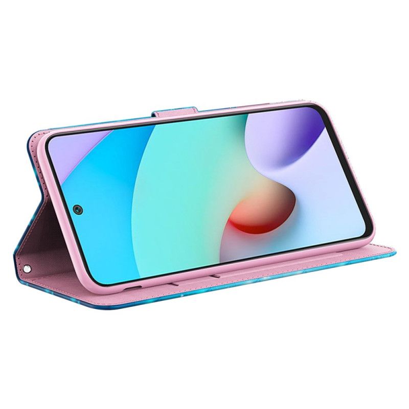 Leren Hoesje Voor Xiaomi Redmi Note 13 5g Blauwe Vlinders Met Riem